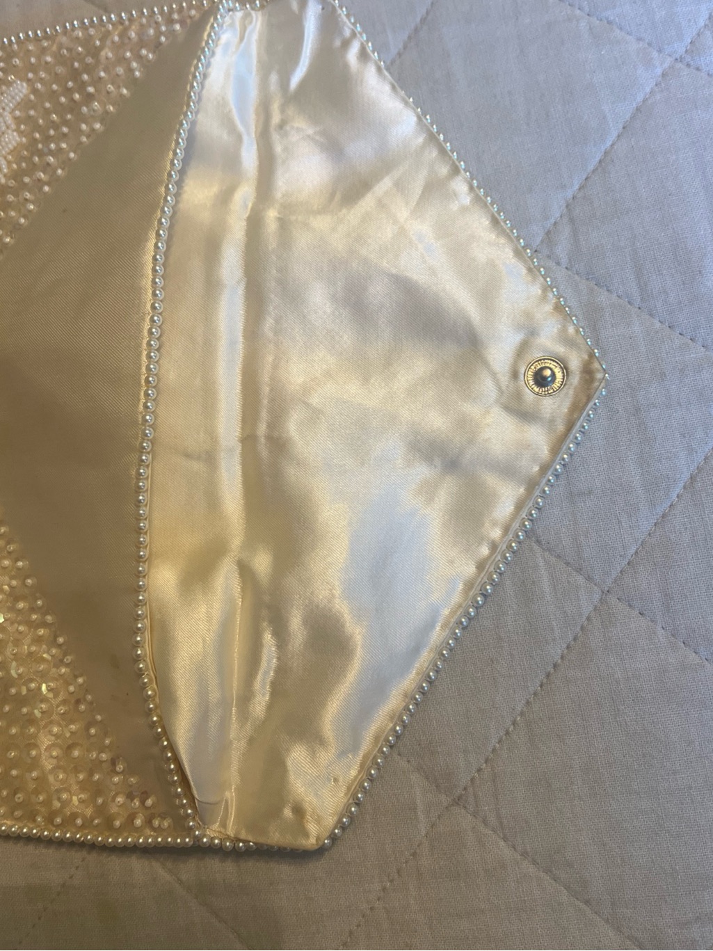 Vintage Beaded White Sequin Envelope Clutch — image 8 of 8